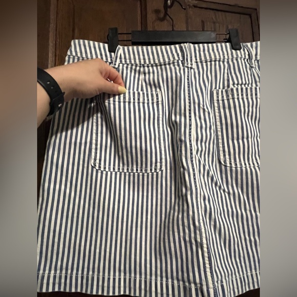 LOFT Patch Pocket Denim Skirt Blue Railroad Stripe - Picture 4 of 14
